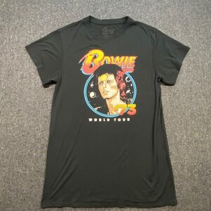 David Bowie Rock Glam Men XL Black '73 World Tour Ziggy Stardust Graphic T-Shirt